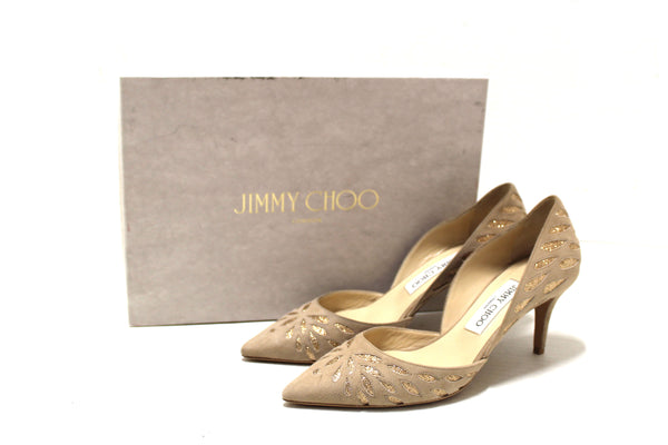 NEW  Jimmy Choo Nude Suede Daysha 65 Heel Shoes Size 38