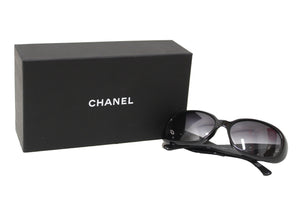 Chanel Black Oval with Red Camellia Flower Sunglasses
