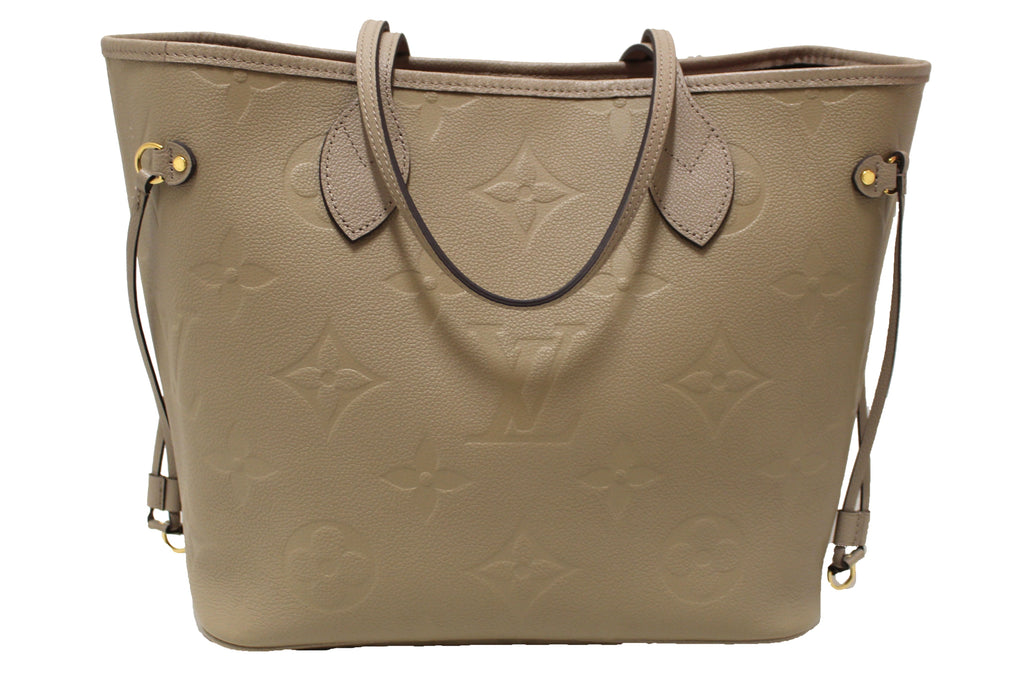 Authentic Louis Vuitton Turtledove Monogram Empreinte Leather Neverfull MM  Shoulder Tote – Italy Station