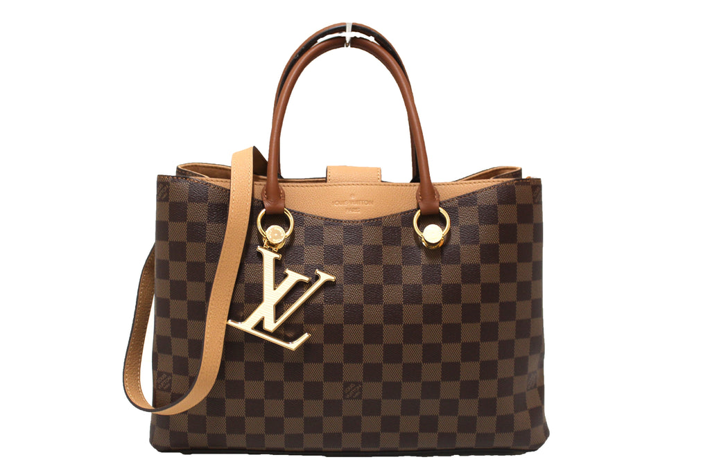 Authentic Louis Vuitton Damier Ebene Canvas with Brown Leather Riverside Bag  – Italy Station