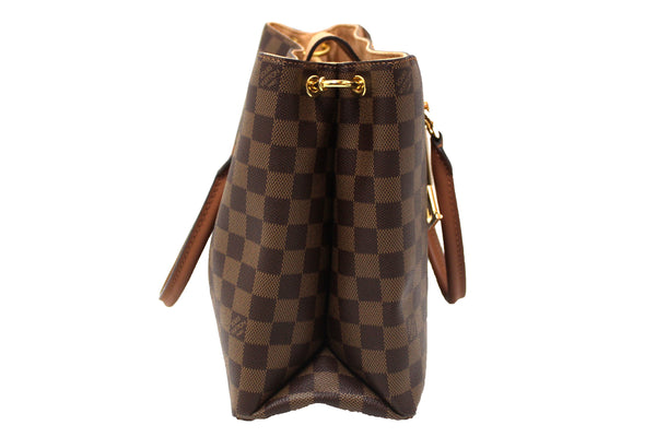 Louis Vuitton Damier Ebene Canvas with Brown Leather Riverside Bag