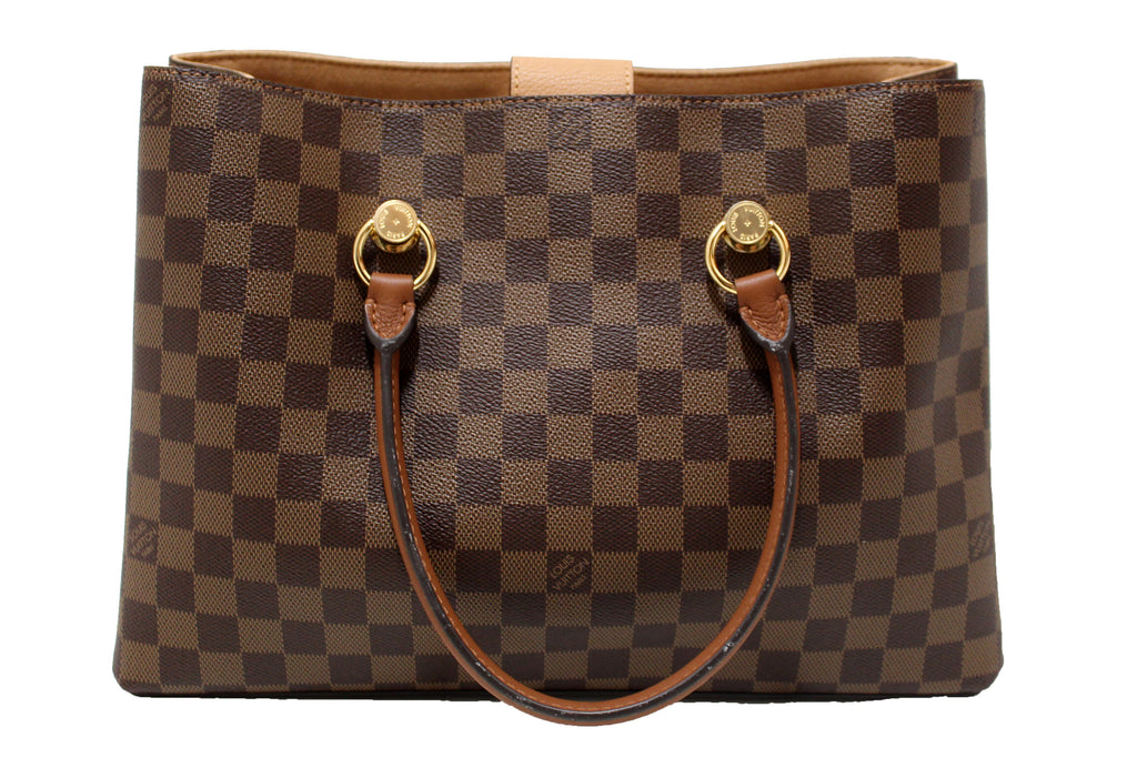 Authentic Louis Vuitton Damier Ebene Canvas with Brown Leather Riverside Bag  – Italy Station