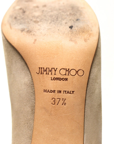 Jimmy Choo Beige Pointed Toe Suede Heels Size 37.5