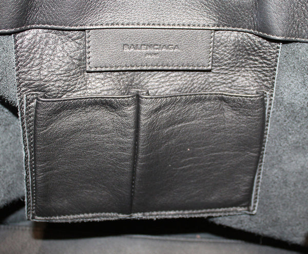 Balenciaga Black Calfskin Leather Papier Ledger Zip Around Bag