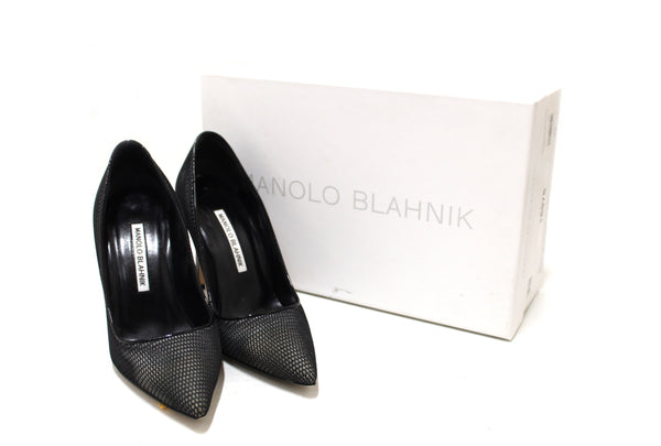 Manolo Blahnik BBMilky 105 Black/White Fabric Mesh Pumps Size 35