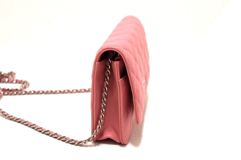 Chanel Pink Quilted Lambskin Leather Wallet On Chain WOC Messenger