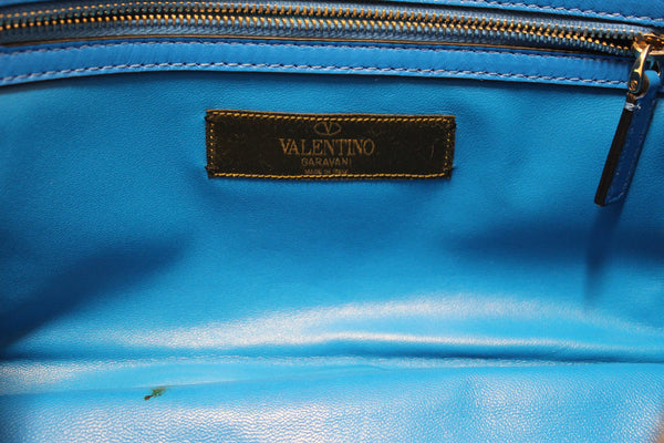 Valentino Garavani Blue Nappa Canvas Camouflage Medium Glam Lock Rockstud Flap