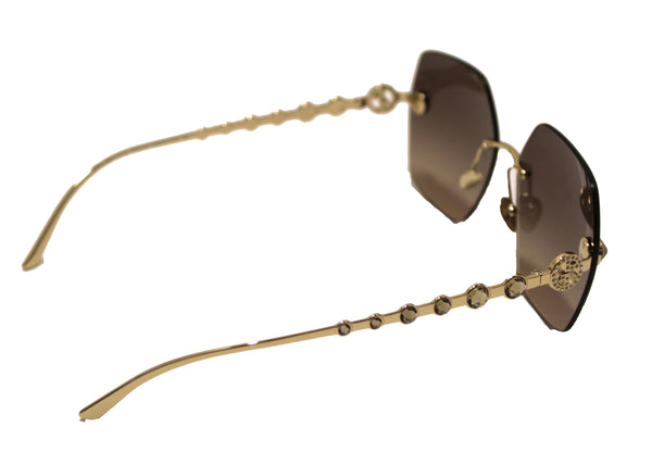 Giorgio Armani Gold with Crystal Frame Irregular Sunglasses