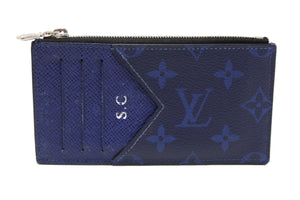 Louis Vuitton Blue Monogram Canvas/Taiga Leather Coin Card Holder
