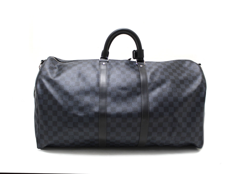LOUIS VUITTON Keepall 55 Bandouliere Damier Graphite Travel Bag Black