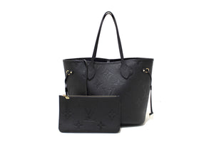 Louis Vuitton Black Monogram Empreinte Leather Neverfull MM Shoulder Tote