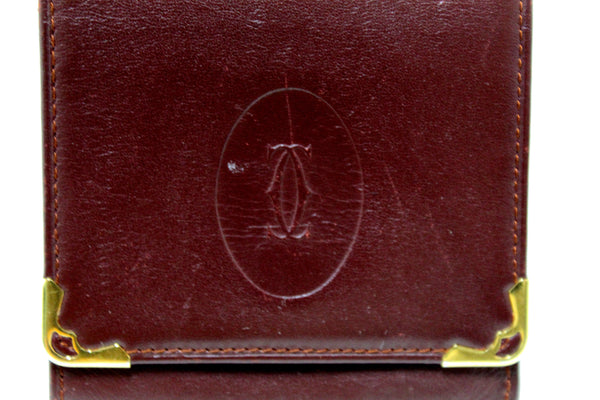 Cartier Burgundy Calfskin Leather Coin Pouch