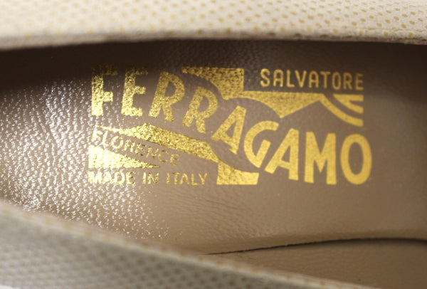 NEW Salvatore Ferragamo Light Grey Pebble Suede Pumps Size 5.5B