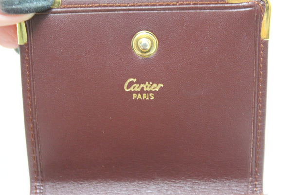 Cartier Burgundy Calfskin皮革硬幣袋