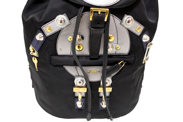 Prada Black Tessuto Nylon Robot Backpack