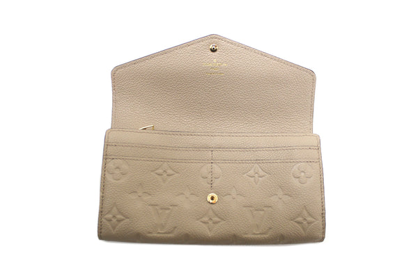 Louis Vuitton Touterelle Beige Monogram Empreinte Leather Sarah Wallet