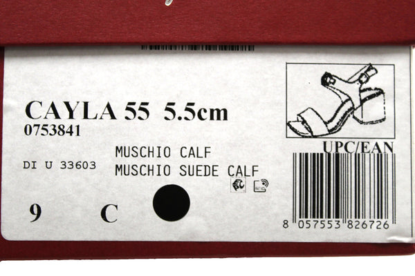 全新 Salvatore Ferragamo 棕色小牛皮搭配 Muschio 絨面革 Cayla 55 涼鞋，尺寸 9C