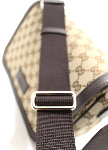 New Gucci Brown GG Medium Canvas Messenger Bag 449172