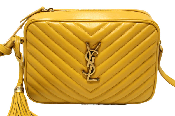 Saint Laurent Yellow Quilted Leather Lou Camera Messenger Bag