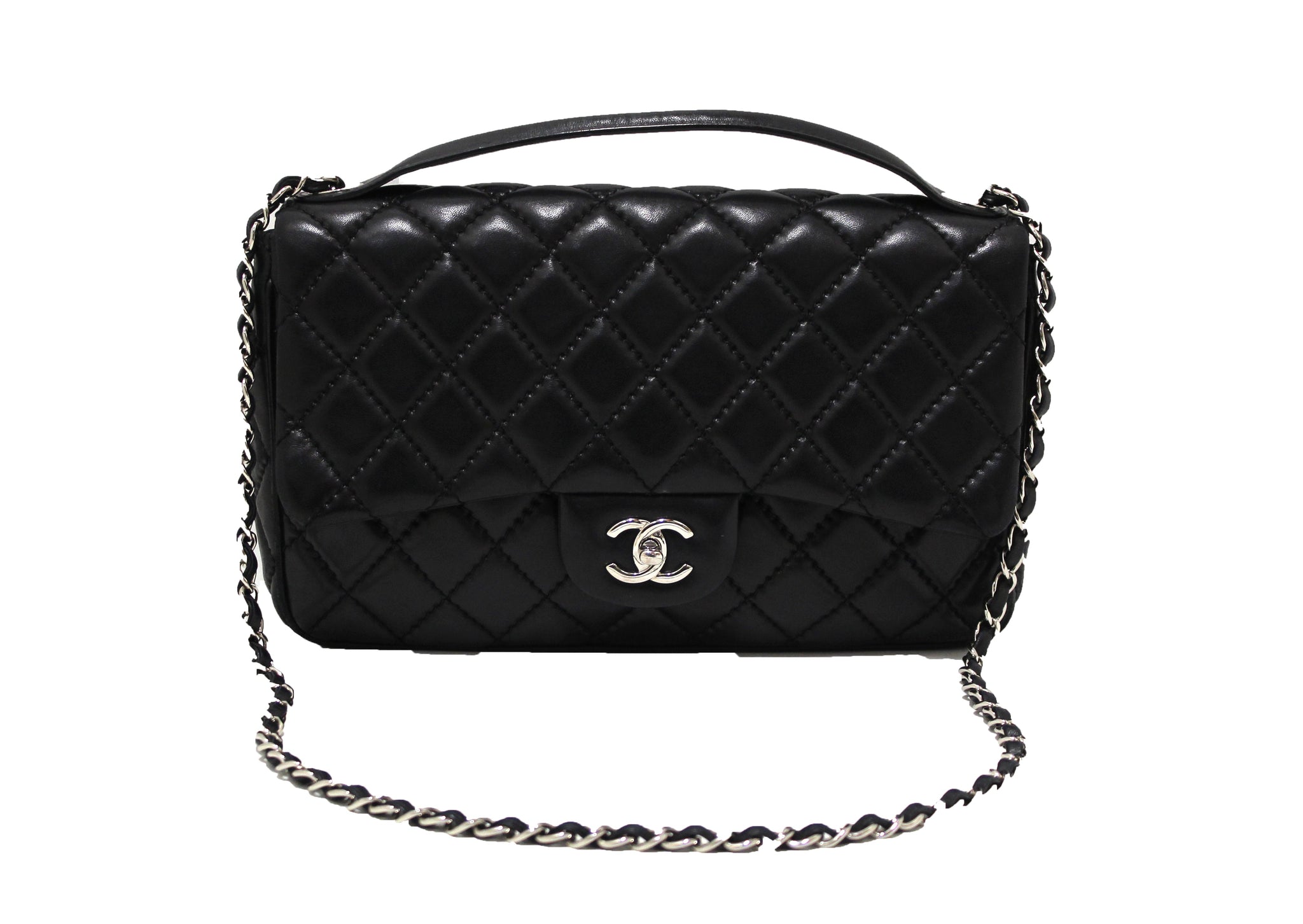 Chanel Black Quilted Lambskin Easy Carry Jumbo Flap Bag – Italy