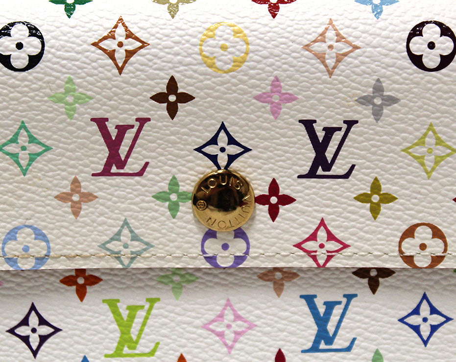 Louis Vuitton White Monogram Multicolore Alexandra Wallet - Yoogi's Closet