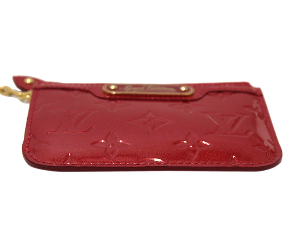 New Louis Vuitton Red Vernis Leather Pochette Cle Key Coin Pouch Case