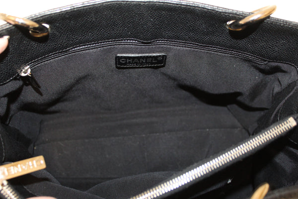 Chanel Black Quilted Caviar Leather Grand Shopper Tote Shoulder Bag