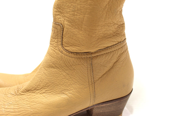 Miu Miu 棕色皮革高筒靴 37.5 碼