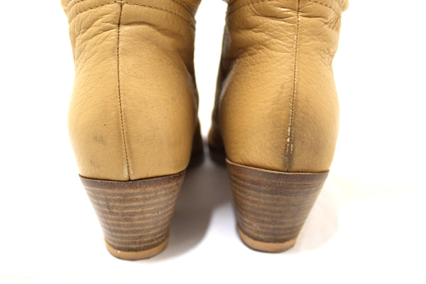 Miu Miu 棕色皮革高筒靴 37.5 碼
