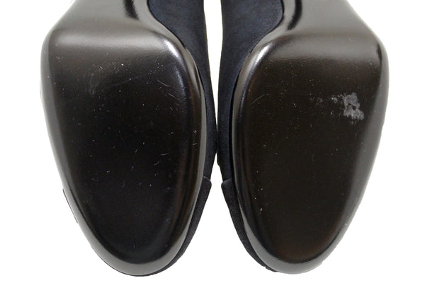 NEW Chanel Black/Navy Blue Suede Cap Toe Chain CC Pumps Size 40.5