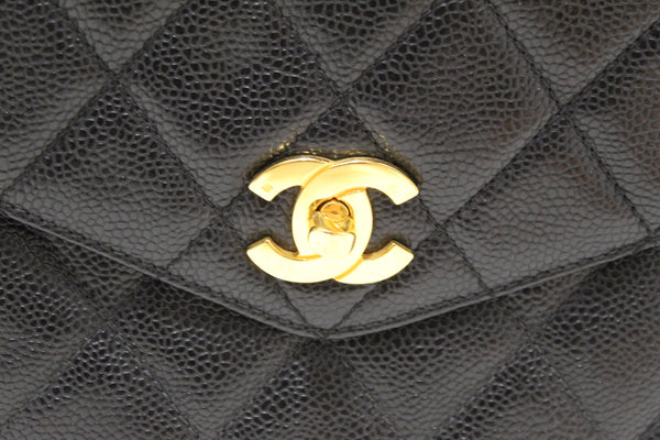 Chanel 復古黑色絎縫魚子醬單肩托特包
