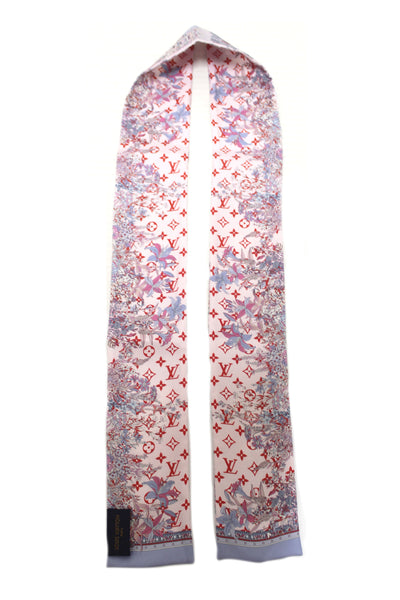 Louis Vuitton 粉紅白色老鼠印花 Vuittonite 抹胸斜紋圍巾