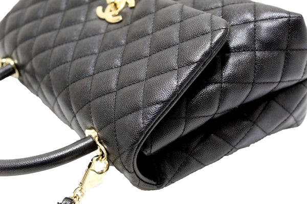 Chanel Black Quilted Caviar Leather Small CoCo Handle Flap Bag