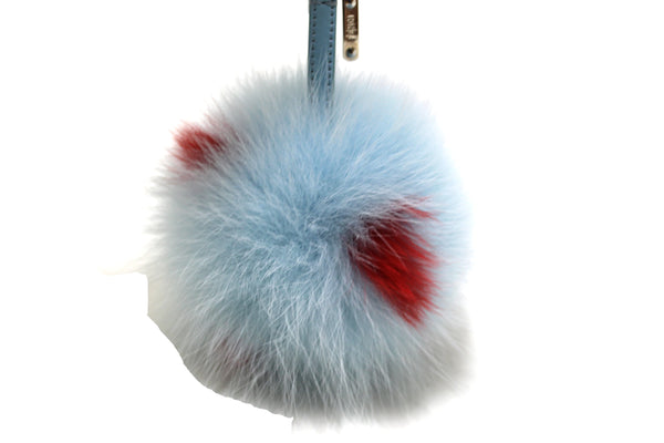 Fendi Blue/Red Fox Fur Pom-Pom Bag Charm