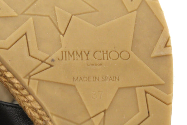 吉米·喬（Jimmy Choo）黑色皮革楔形平台高跟鞋鞋37
