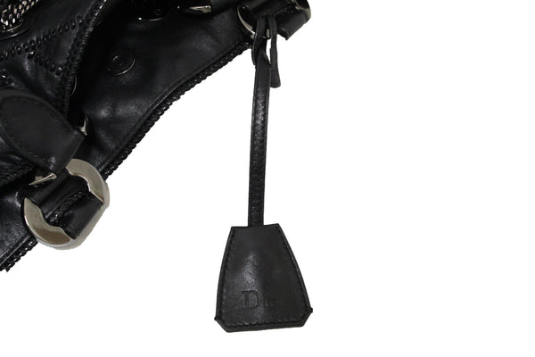 Christian Dior Black Leather Chri Chri Shoulder Tote Bag