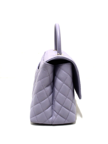 Chanel Light Purple Quilted Caviar Leather Medium CoCo Handle Flap Bag