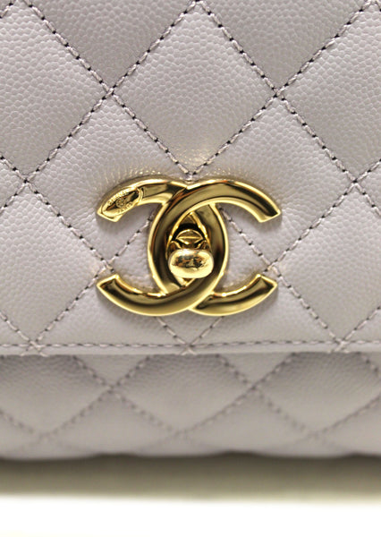 Chanel Light Purple Quilted Caviar Leather Medium CoCo Handle Flap Bag