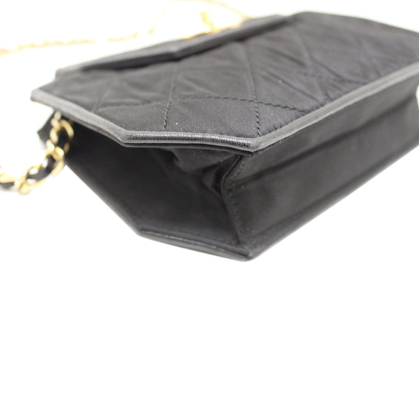Chanel Vintage Black Satin Octagon Classic Chain Bag
