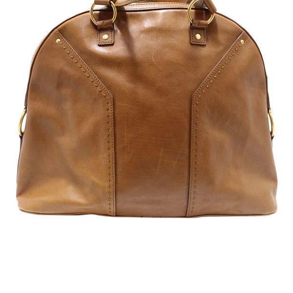 YSL Yves Saint Laurent Brown Leather Large Muse Shoulder Bag