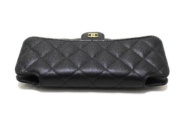 Chanel Black Caviar Quilted Leather Phone Bag On Chain Crossbody Bag