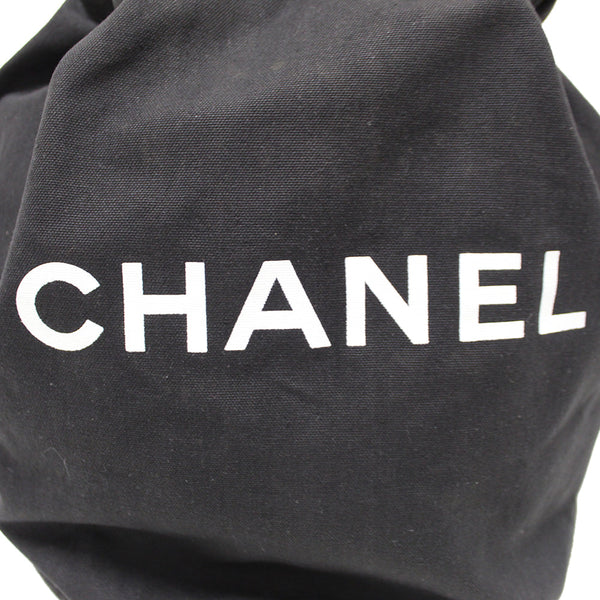 Chanel Black Logo Canvas Big Drawstring Cosmetic Bag