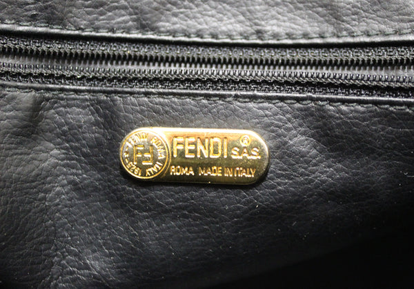 Fendi Vintage黑色帆布條紋Messenger Cross Bog Bag