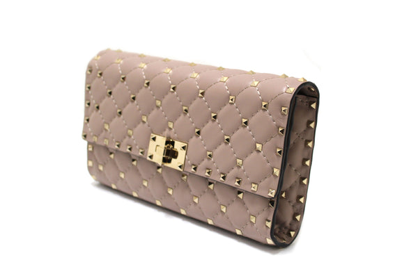 Valentino Garavani Poudre Quilted Nappa Leather Rockstud Spike Crossbody Clutch Bag