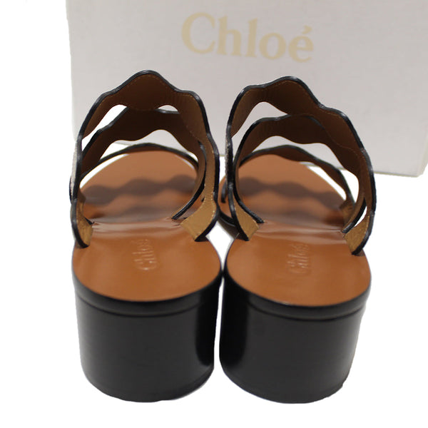全新 Chloe Eternal 灰色皮革扇形 Tripstrap 厚跟涼鞋 CH28651 尺寸 37
