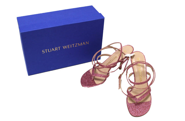 NEW Stuart Weitzman Glitter Pink Julina High-Heel Strappy Sandals Size 7