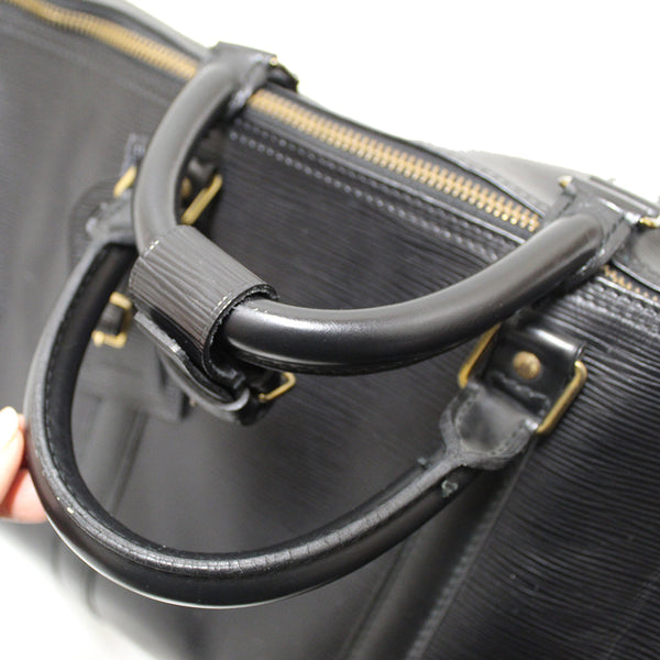 Louis Vuitton Black Epi Leather Keepall 55 Travel Duffle Bag