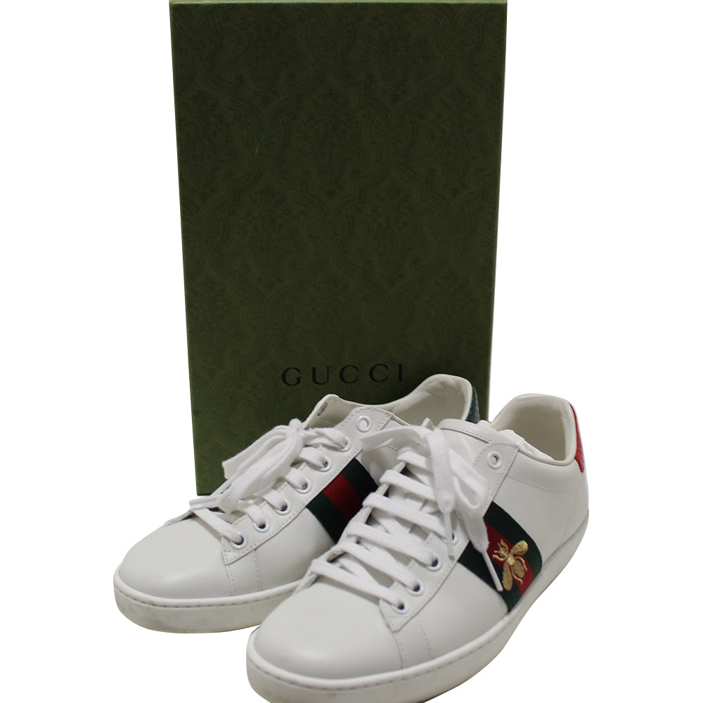 Gucci White Butterfly Ace Web Sneakers Shoes Size 37