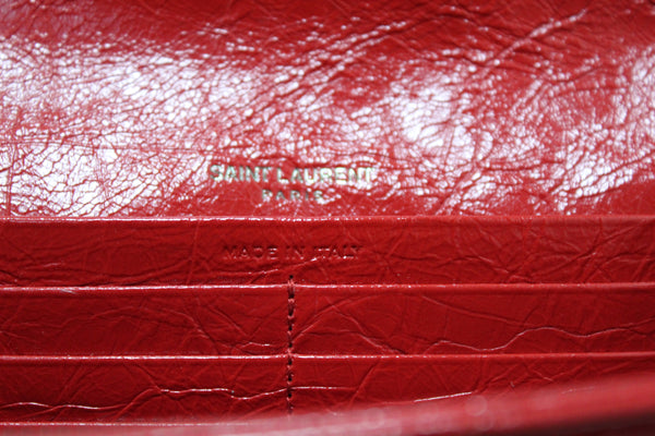 Saint Laurent Red Crinkled Calfskin Matelasse Niki Long Wallet