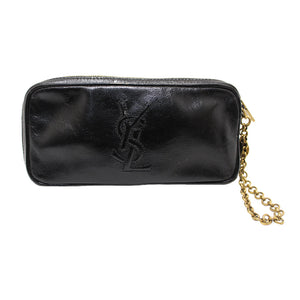 YSL YVES Saint Laurent Black Pthent Leather casment袋盒袋